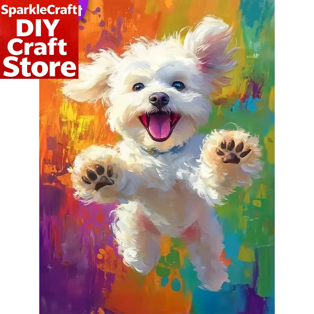 Resin Craft For Beginners - لوحة ماسية بدون إطار بتصميم كلب
