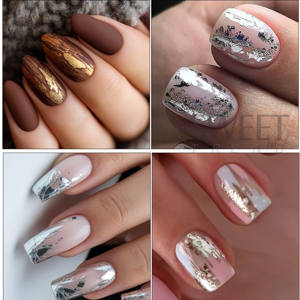 10 أنواع من ملصقات الأظافر الم - مراجعة Gold Foil Flakes وسعره